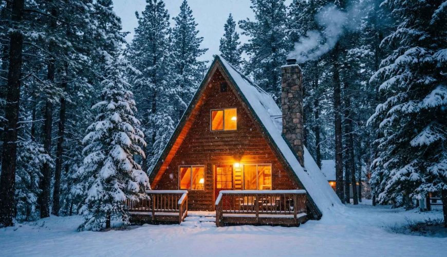 İstanbul'a yakın dağ evleri ve karlı orman manzarası