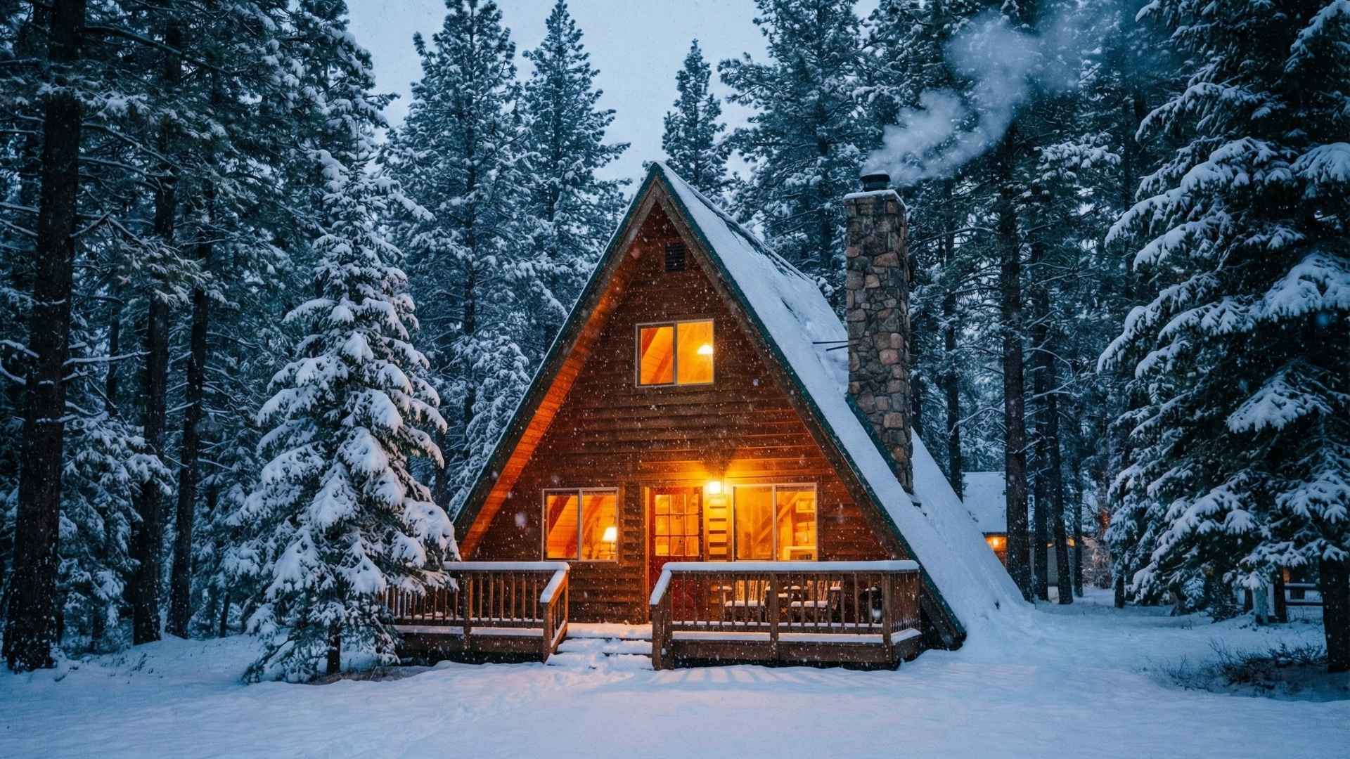 İstanbul'a yakın dağ evleri ve karlı orman manzarası