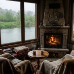 Şile ve Ağva kışın nasıl diyenler için romantik bir şömine ve nehir manzarası